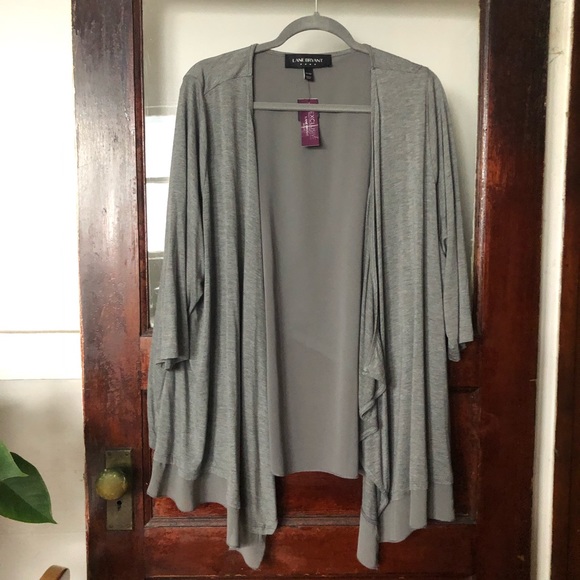 Lane Bryant Sweaters - Lane Bryant Light Grey Chiffon Hem Cascade Cardigan 18/20 NWT